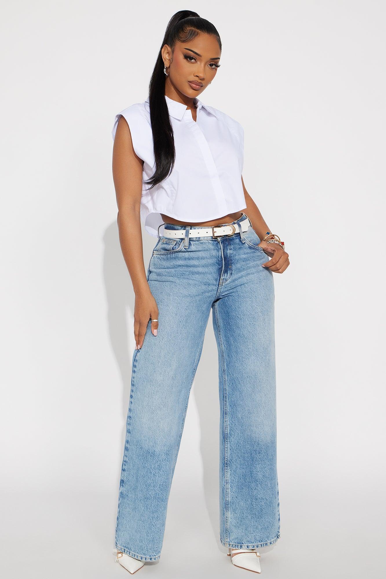 Dream Of Me Lace Up Poplin Top - White Product Image