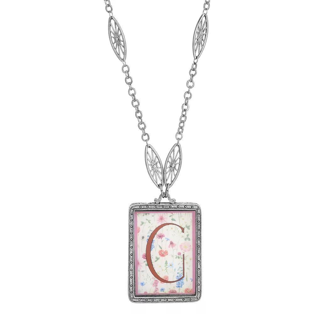 1928 Floral Motif Initial Pendant, Women's, G Product Image