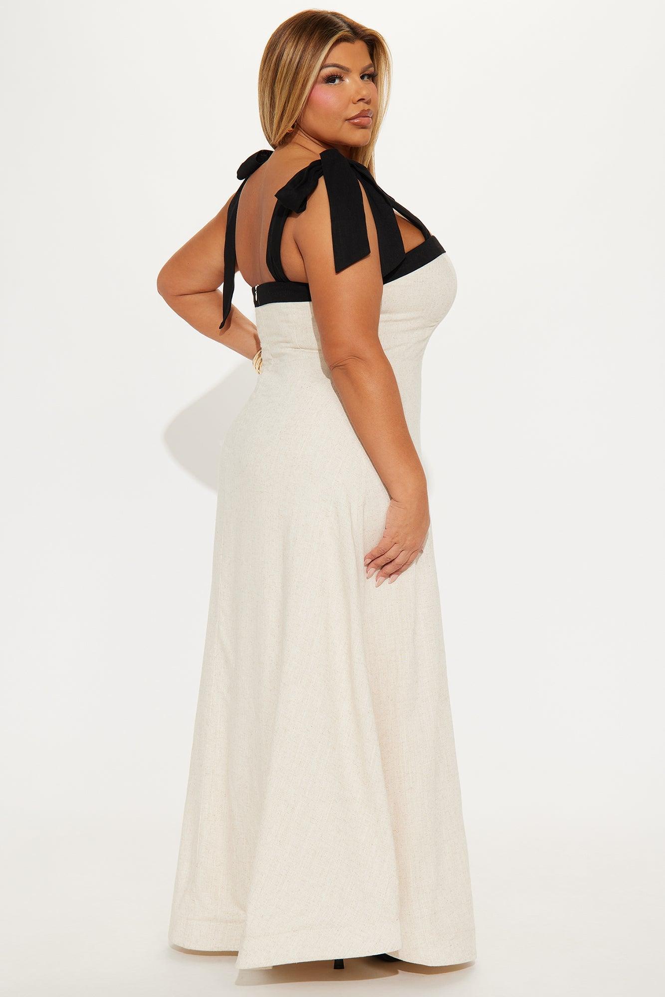 Hailey Linen A Line Maxi Dress - Natural/Combo Product Image