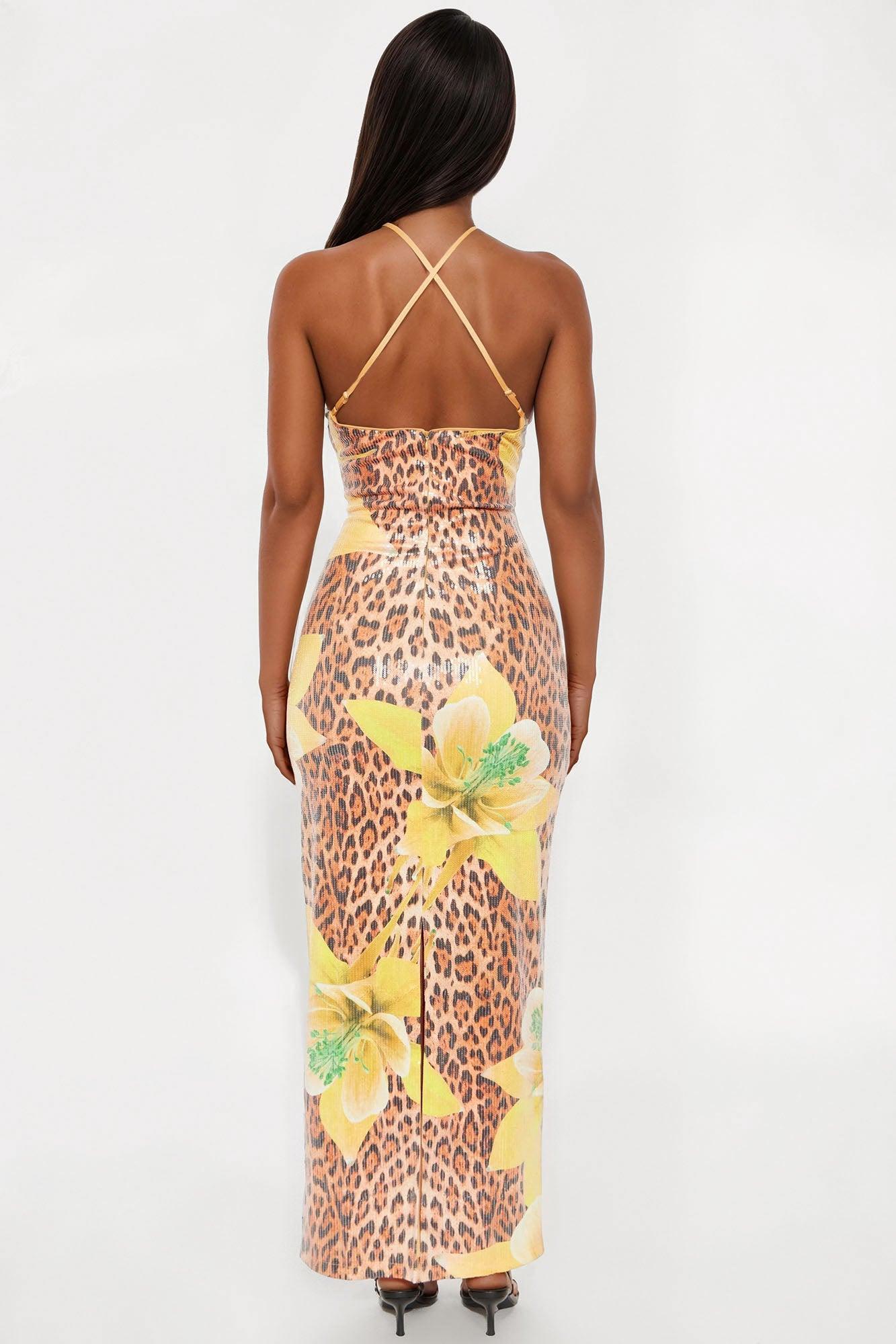 Reyna Sequin Leopard Maxi Dress - Leopard Product Image