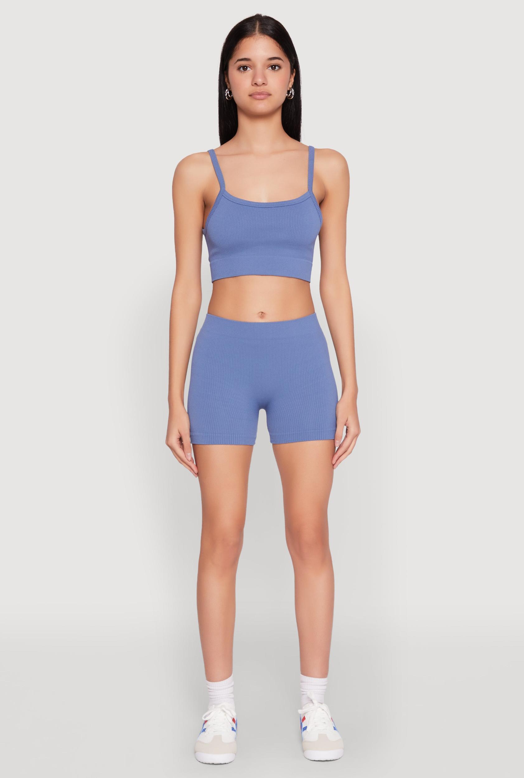 Womens Seamless Cropped Cami and Shorts Set Product Image