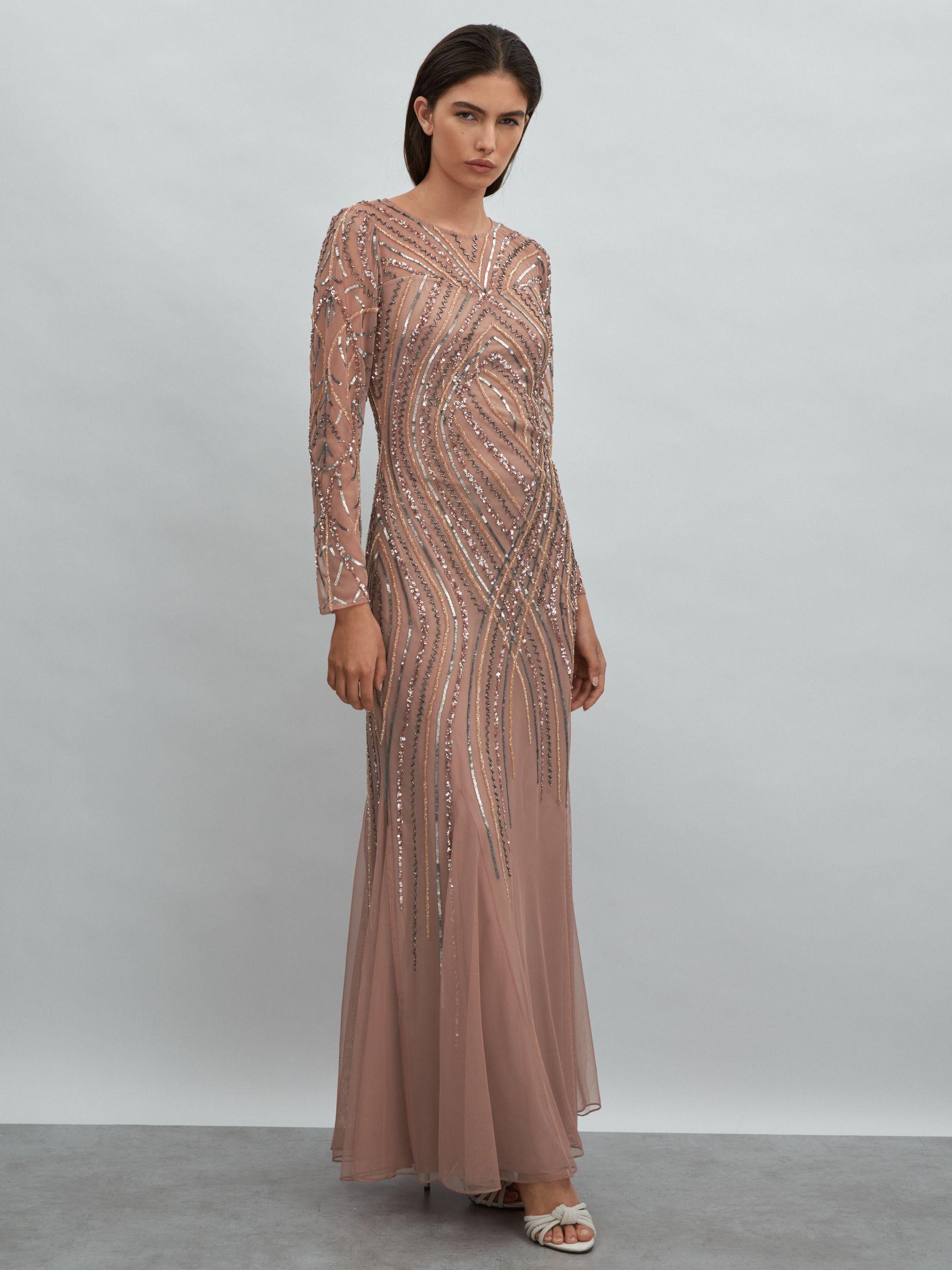 Raishma Embellished Tulle Maxi Dress in Champagne Product Image