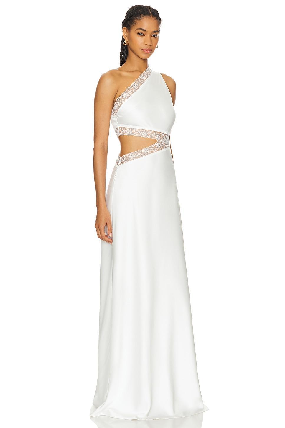 Jillian Asymmetric Lace Gown MISHA Product Image