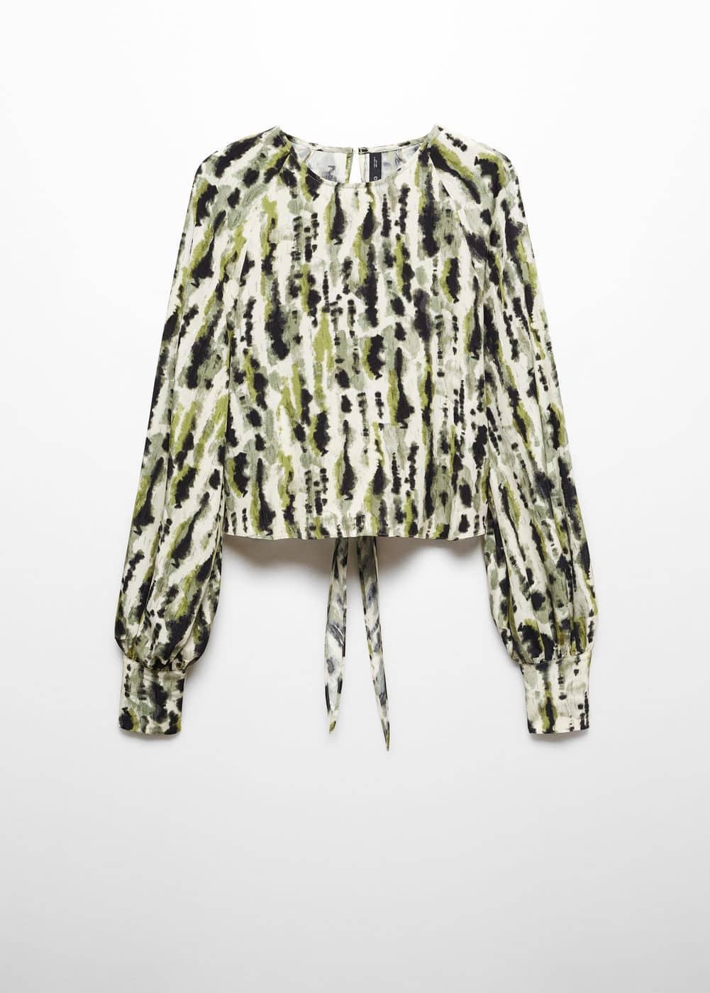 Mango Womens Bow Printed Blouse Product Image