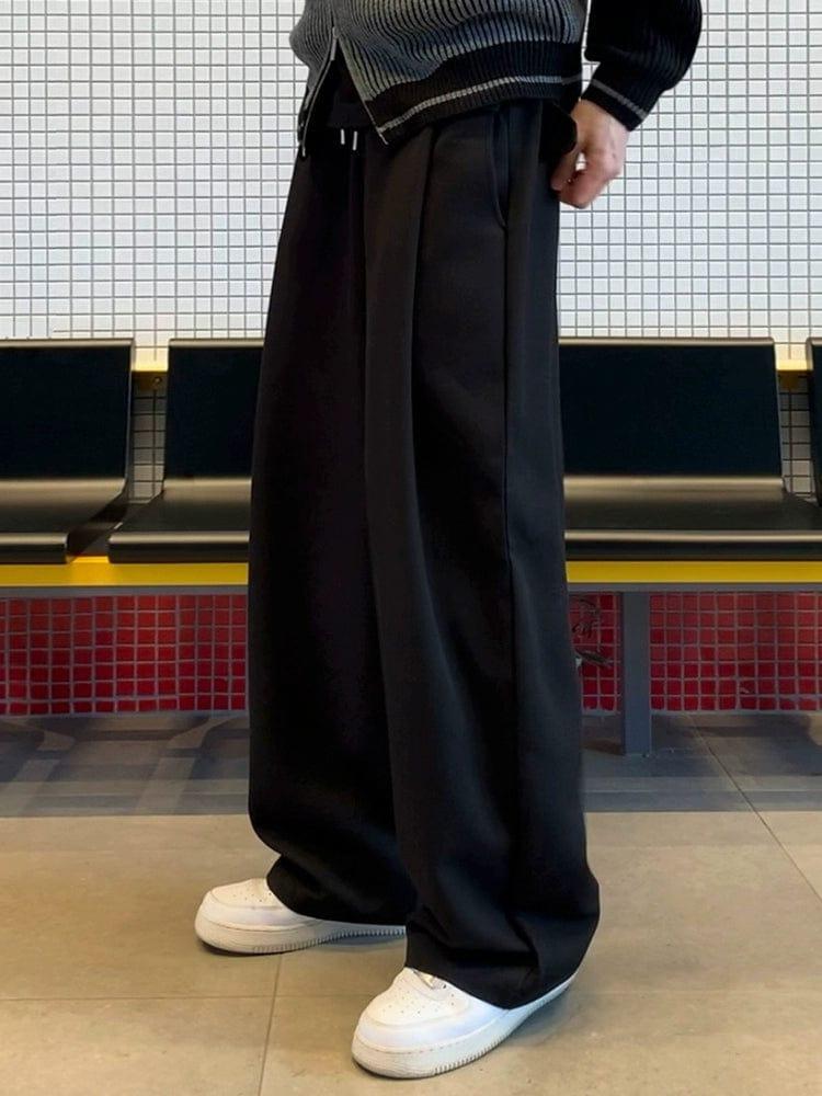 RT No. 11520 BLACK FOLDED PLEATED STRAIGHT PANTS Product Image