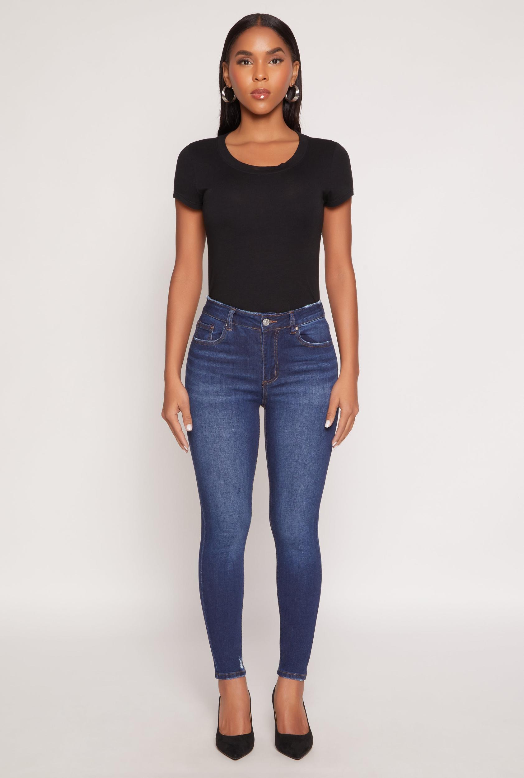 Womens WAX Frayed Detail Skinny Jeans Product Image