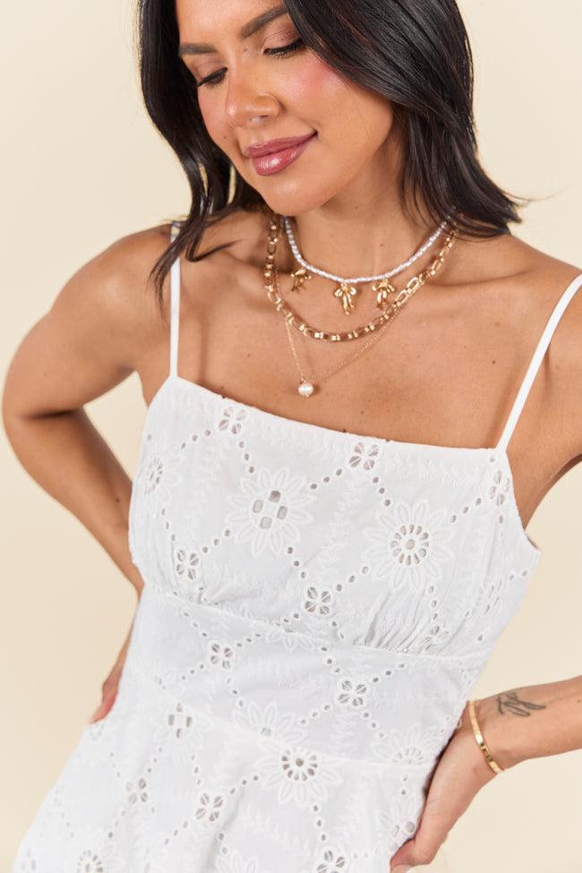Short and Sweet White Eyelet Mini Dress SALE Product Image