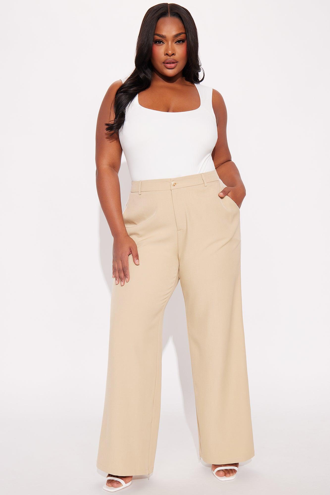 Camryn Wide Leg Trouser Pant - Khaki Product Image