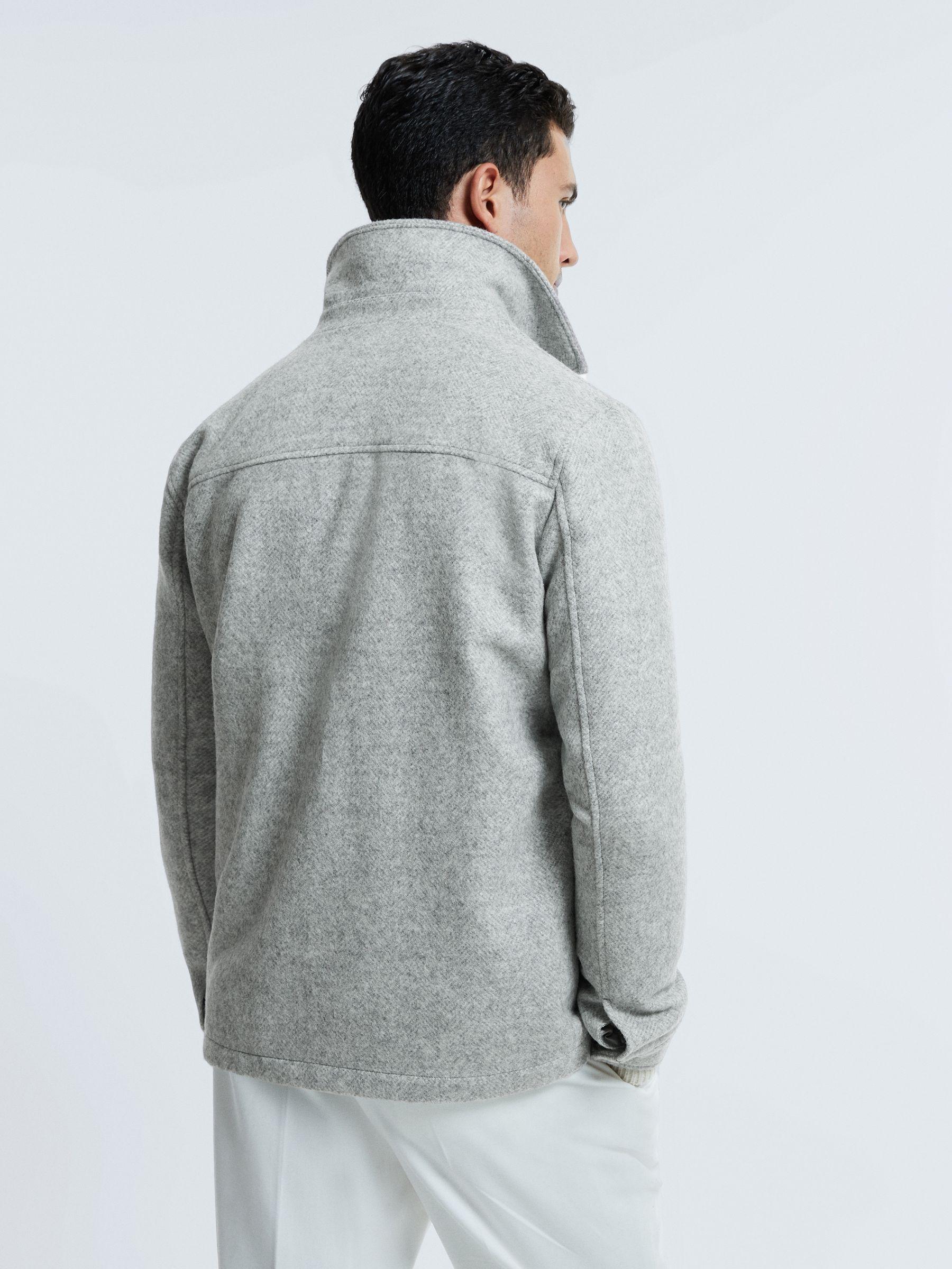 Atelier Italian Wool Blend Button-Through Jacket in Soft Grey Melange Product Image