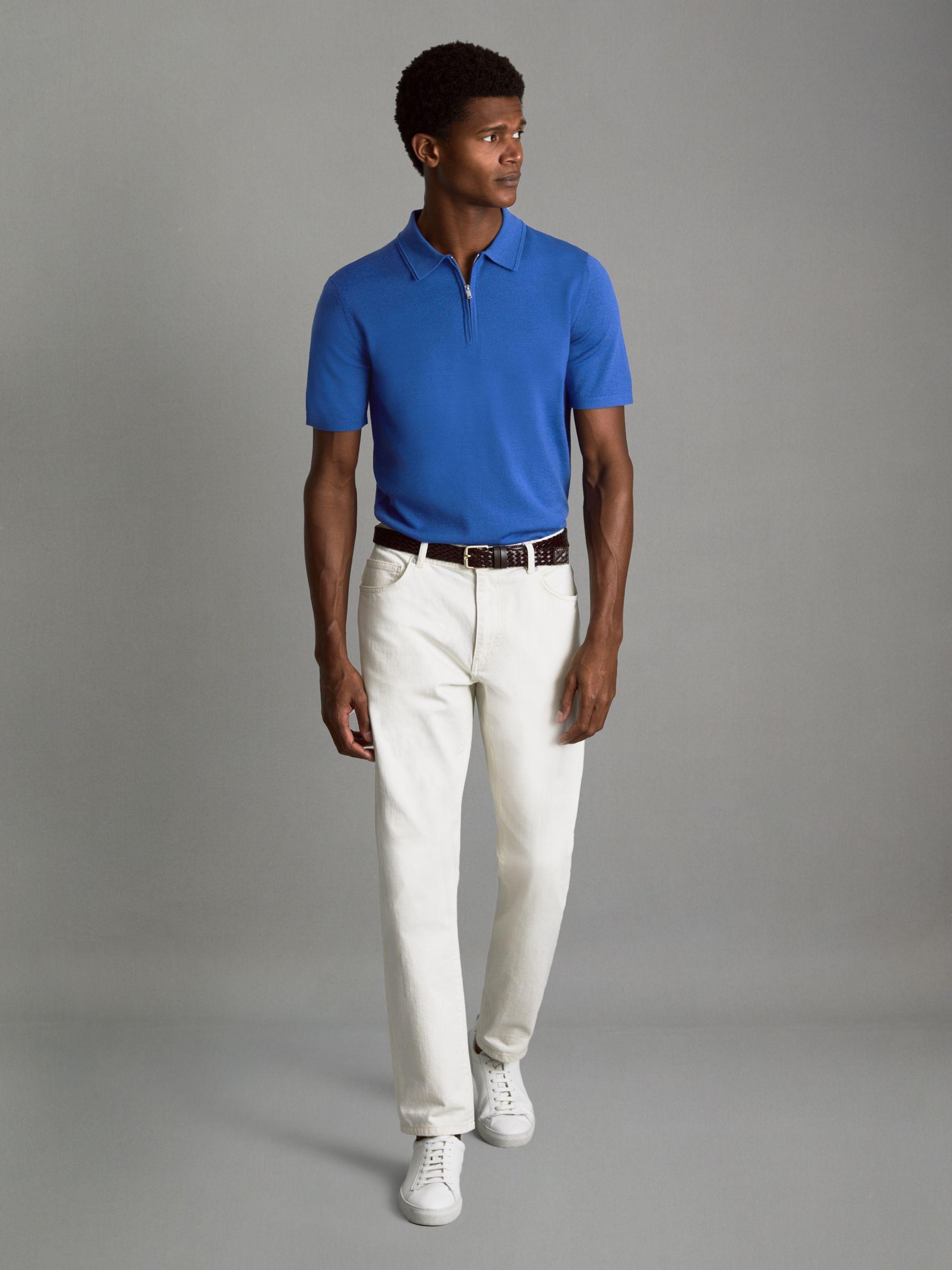 Maxwell Lapis Blue Merino Wool Half-Zip Polo Shirt Product Image
