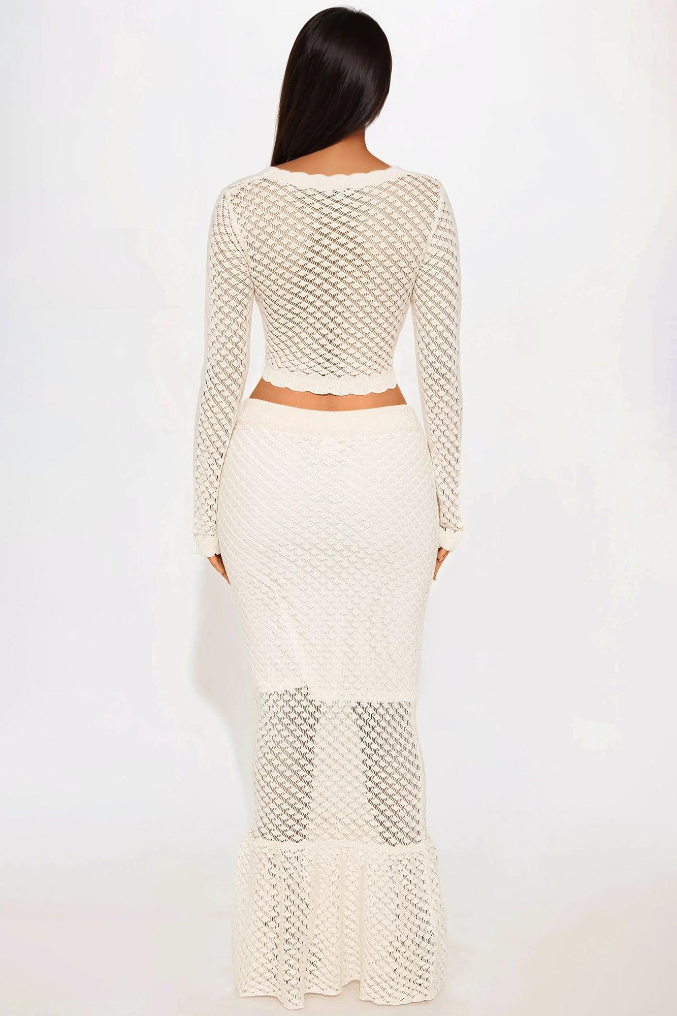 Mariela Crochet Maxi Skirt Set - Ivory Product Image