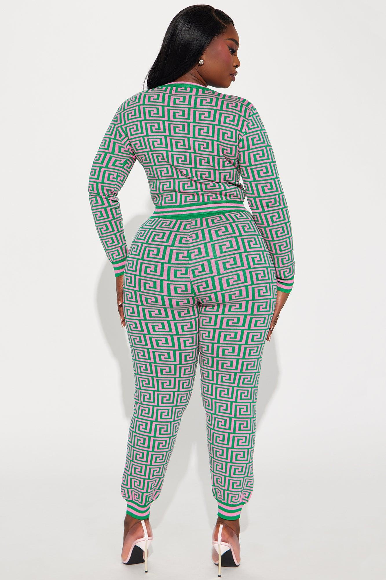 Farrah Sweater Pant Set - Green/combo Product Image