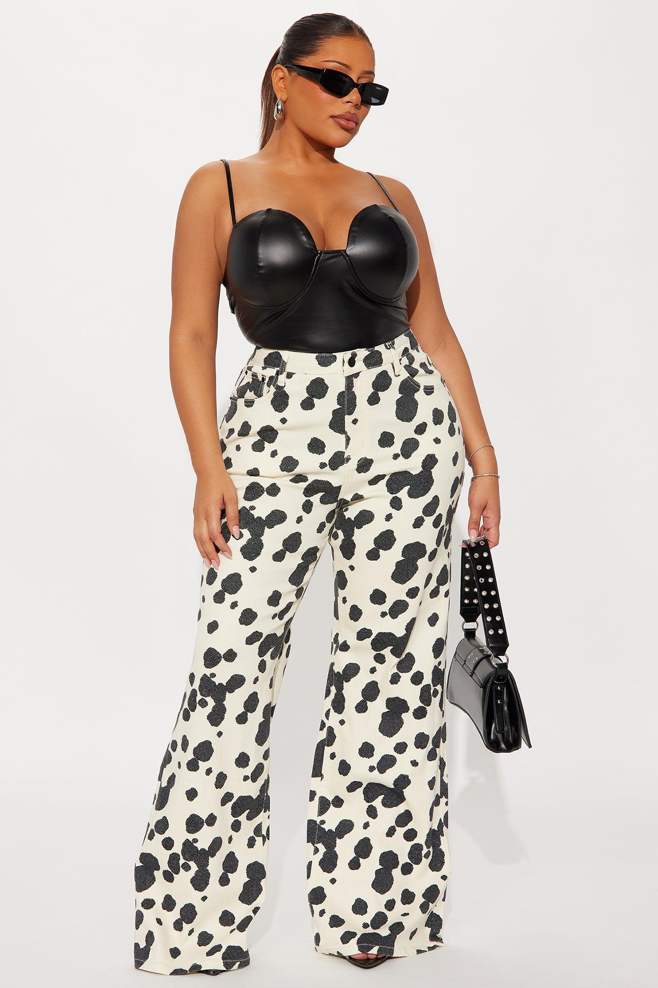 Something Sweet Printed Flare Jeans - Black/White Product Image