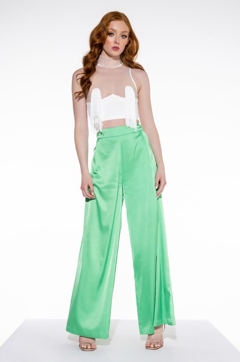 WISHFUL THINKING SATIN WIDE LEG PANT Product Image