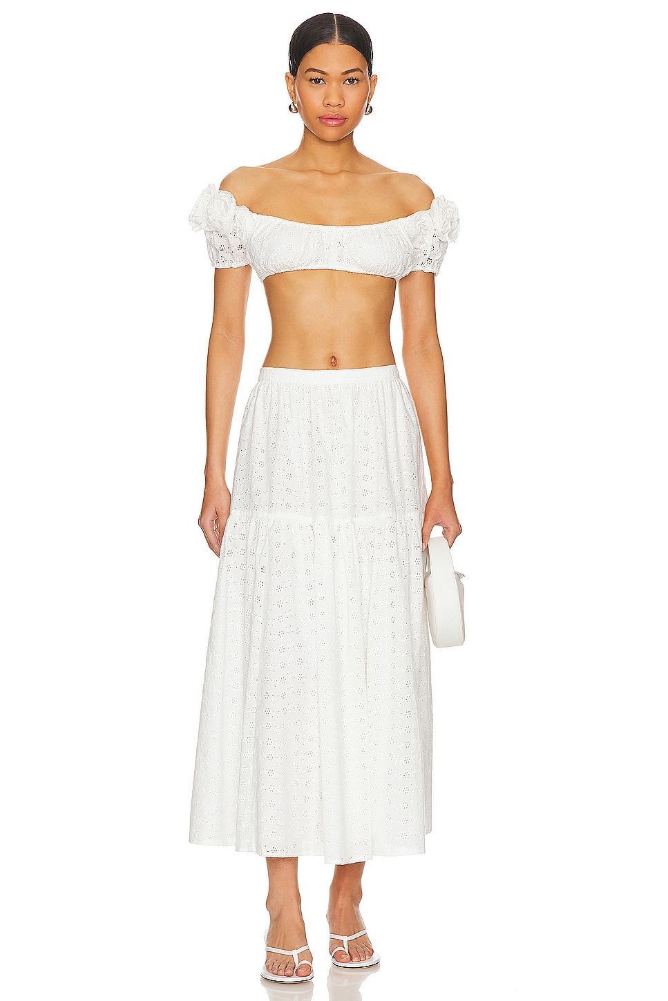 Lovers and Friends Julia Midi Skirt in White Product Image