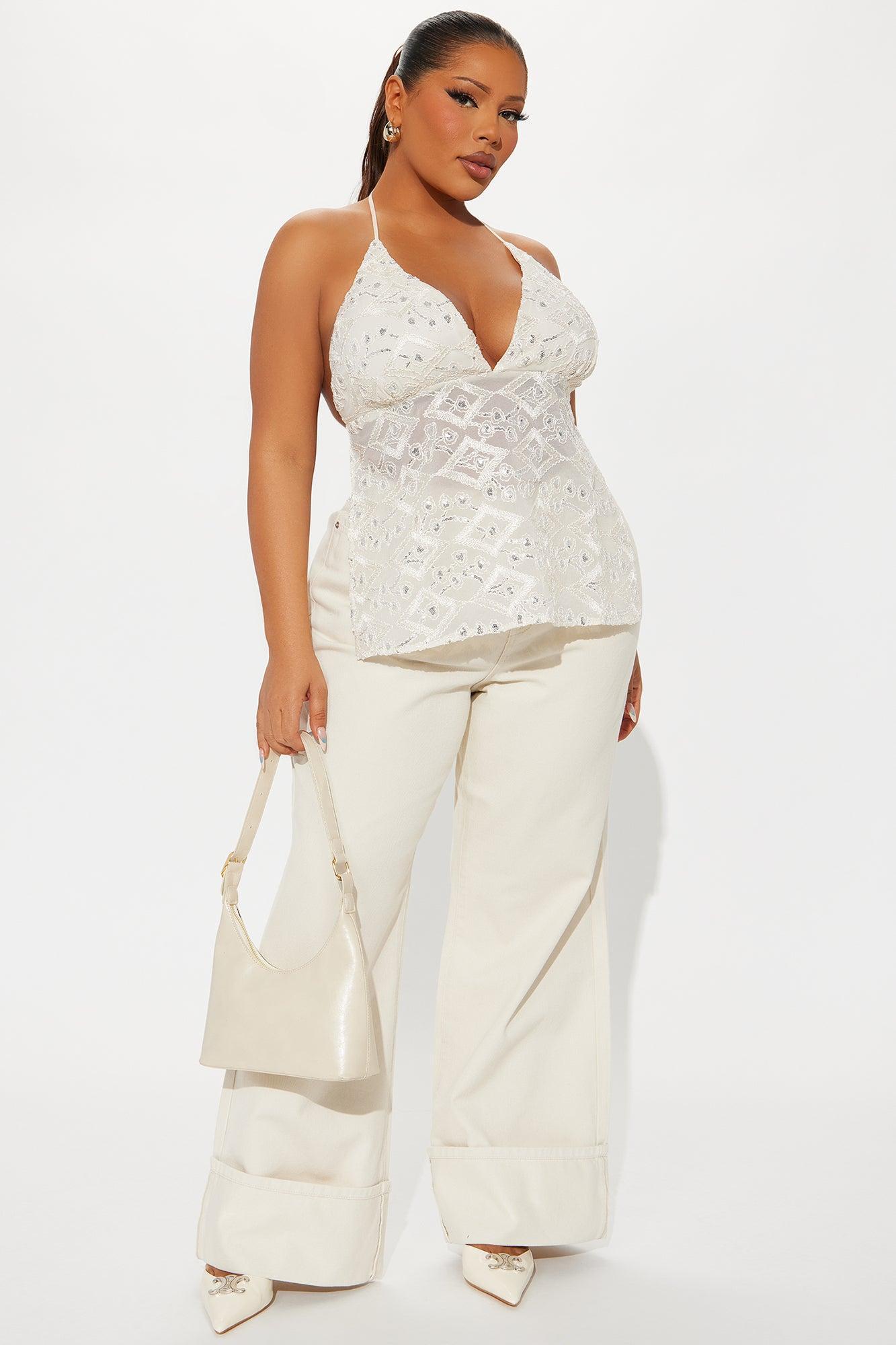 Sequin Dreams Halter Top - Ivory/combo Product Image