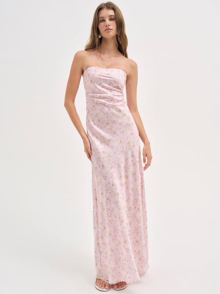 Carla Strapless Maxi Dress — Pink Product Image