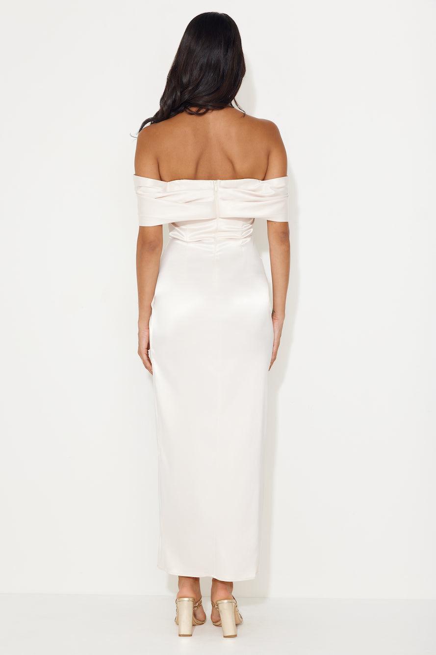 Formal Affair Satin Maxi Dress Pearl Product Image