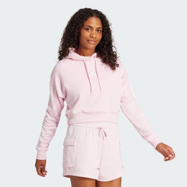 Women's adidas Essentials 3-Stripes French Terry Sportswear Hoodie, Size: XL, Black White Product Image