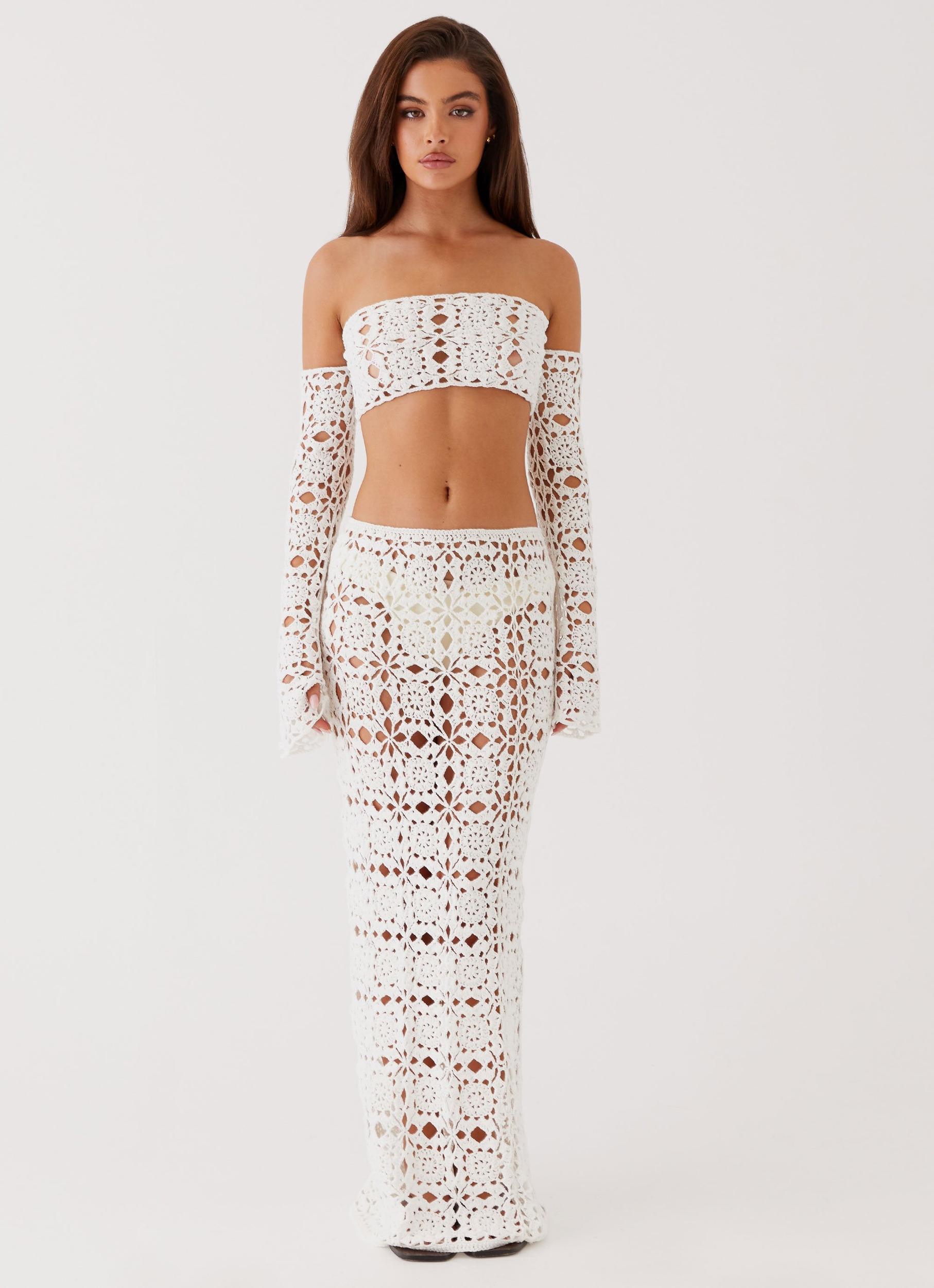 Sorrentino Crochet Maxi Skirt - White Product Image