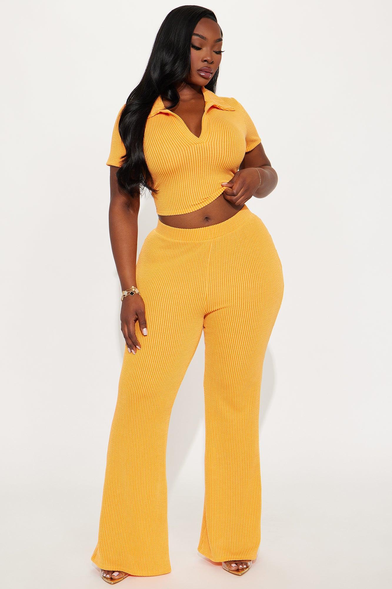 Josie Ribbed Pant Set - Orange Product Image