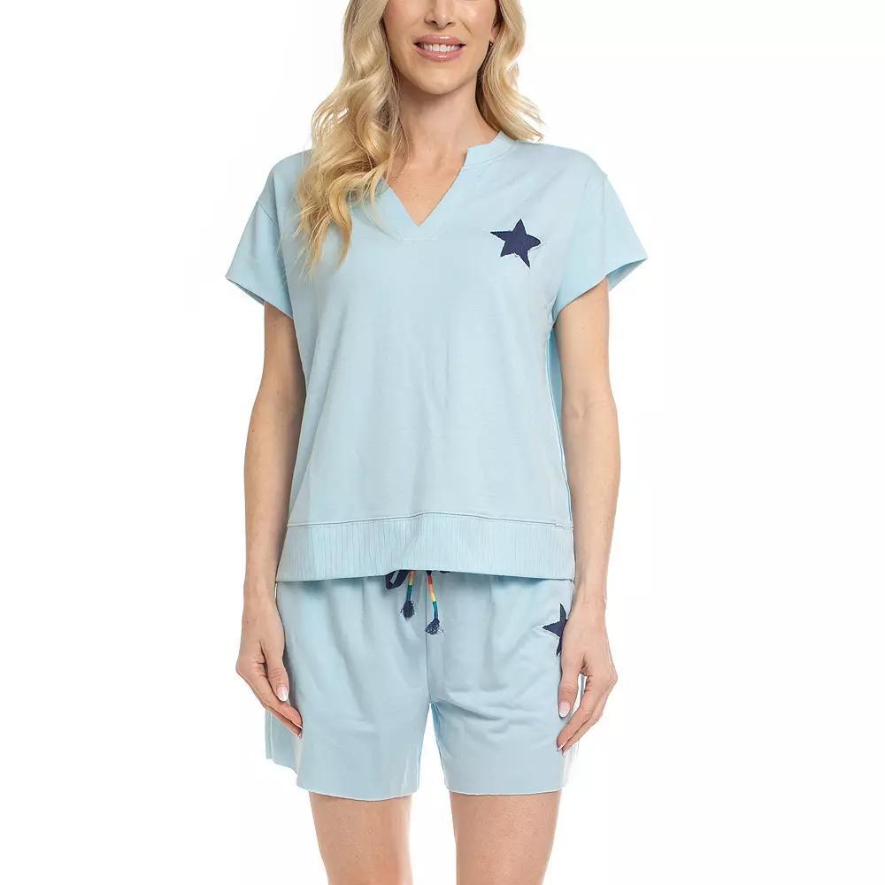 Women's Ocean Pacific® Summer Lovin' Pajama Top & Pajama Shorts Set, Size: XL, Blue Product Image