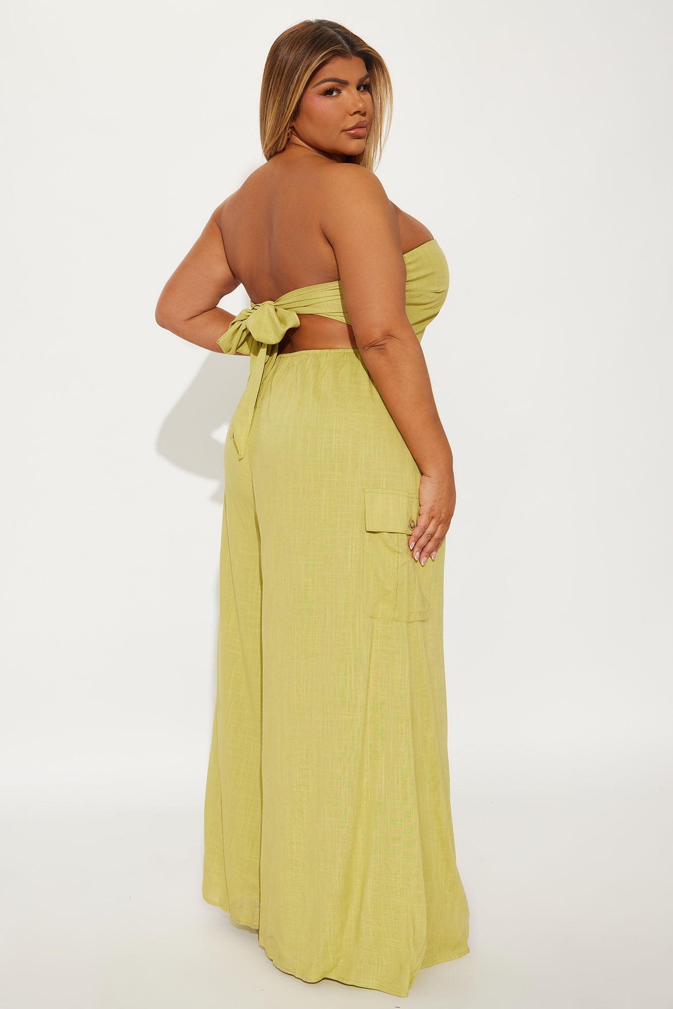 Sasha Linen Jumpsuit - Chartreuse Product Image