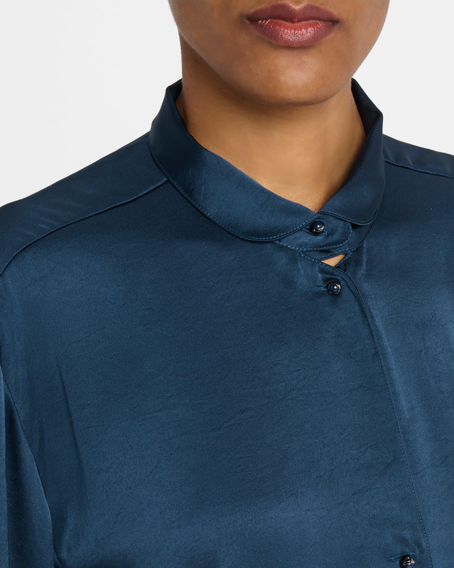Embellished Washed Satin Button-Down Blouse Product Image