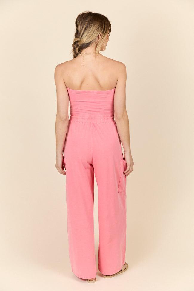 Kind Energy Coral Strapless Knit Jumpsuit SALE Product Image