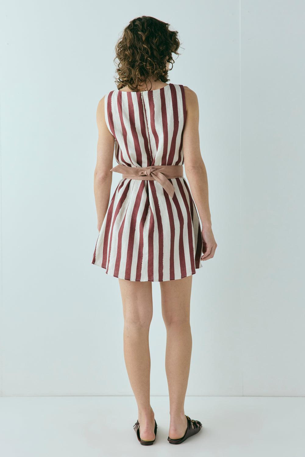 Lea Linen Mini Dress Wine Product Image