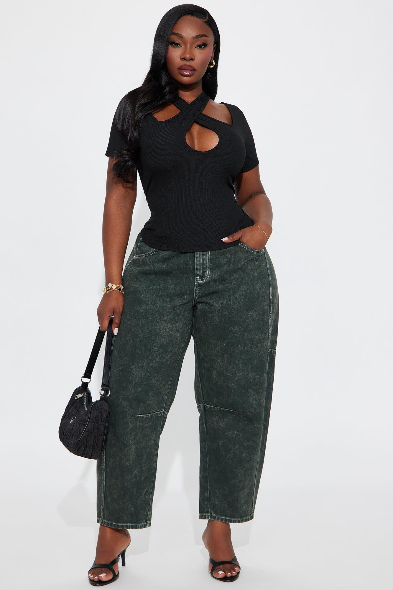 Chita Ribbed Short Sleeve Top - Black Product Image