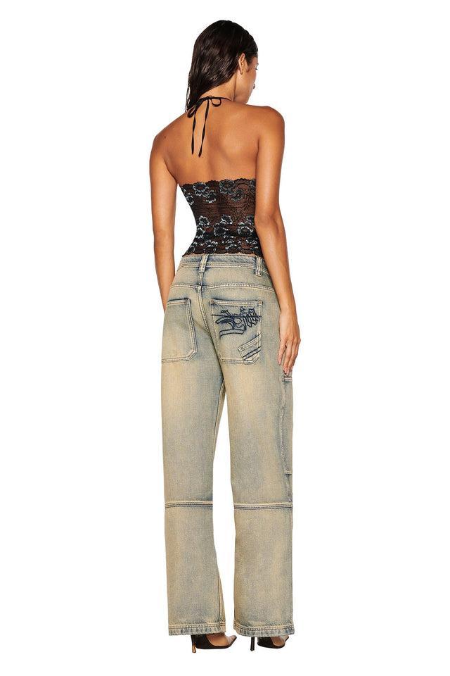 GEM HALTER TOP - BLACK : BLACK BLUE Product Image