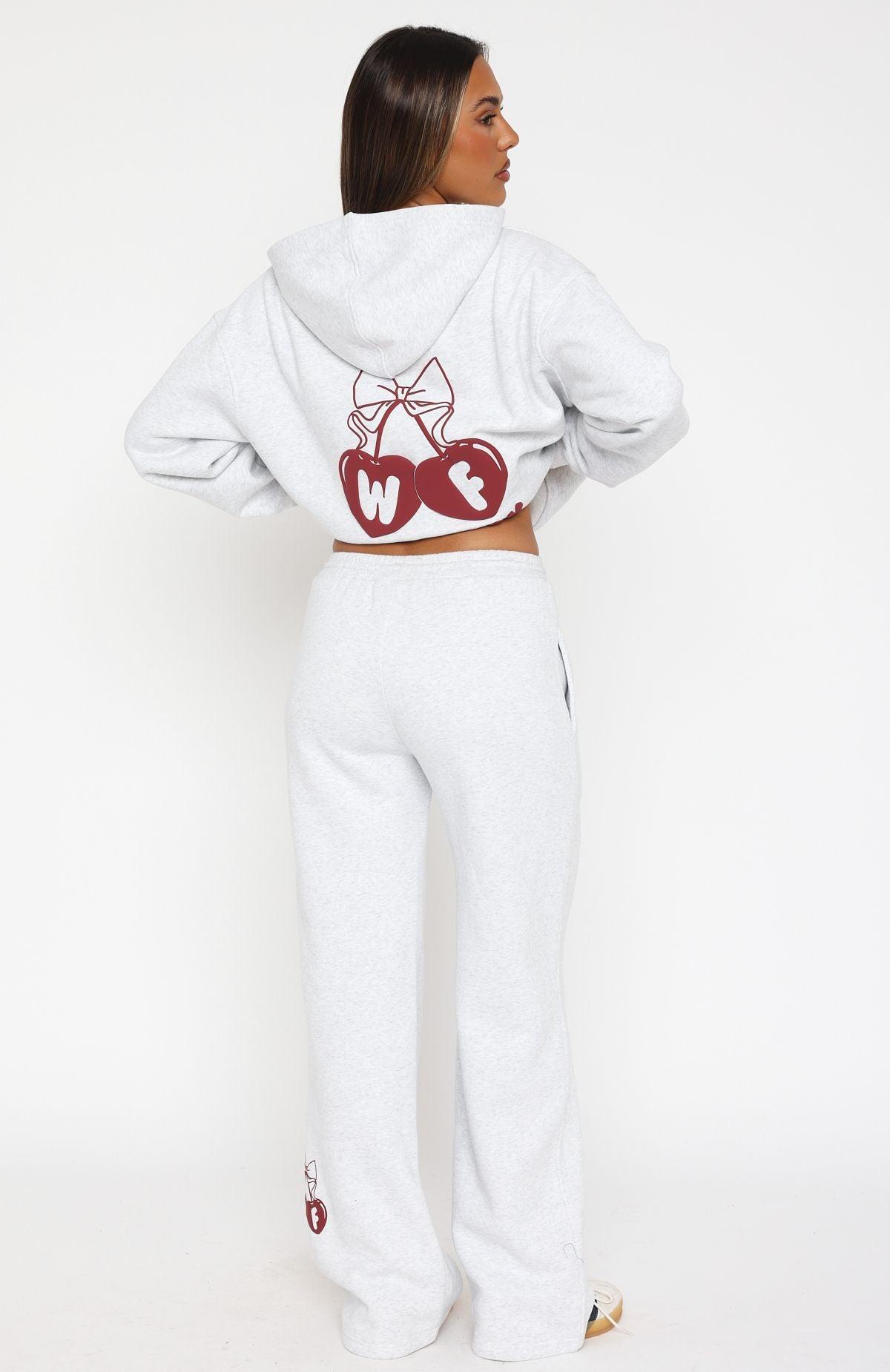 Feel The Love Wide Leg Sweatpants Grey Marle Product Image