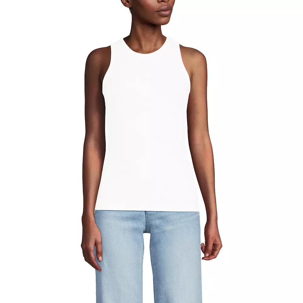 Women's Lands' End Drapey Rib Fitted Tank Top, Size: Medium, Gray Grey Product Image