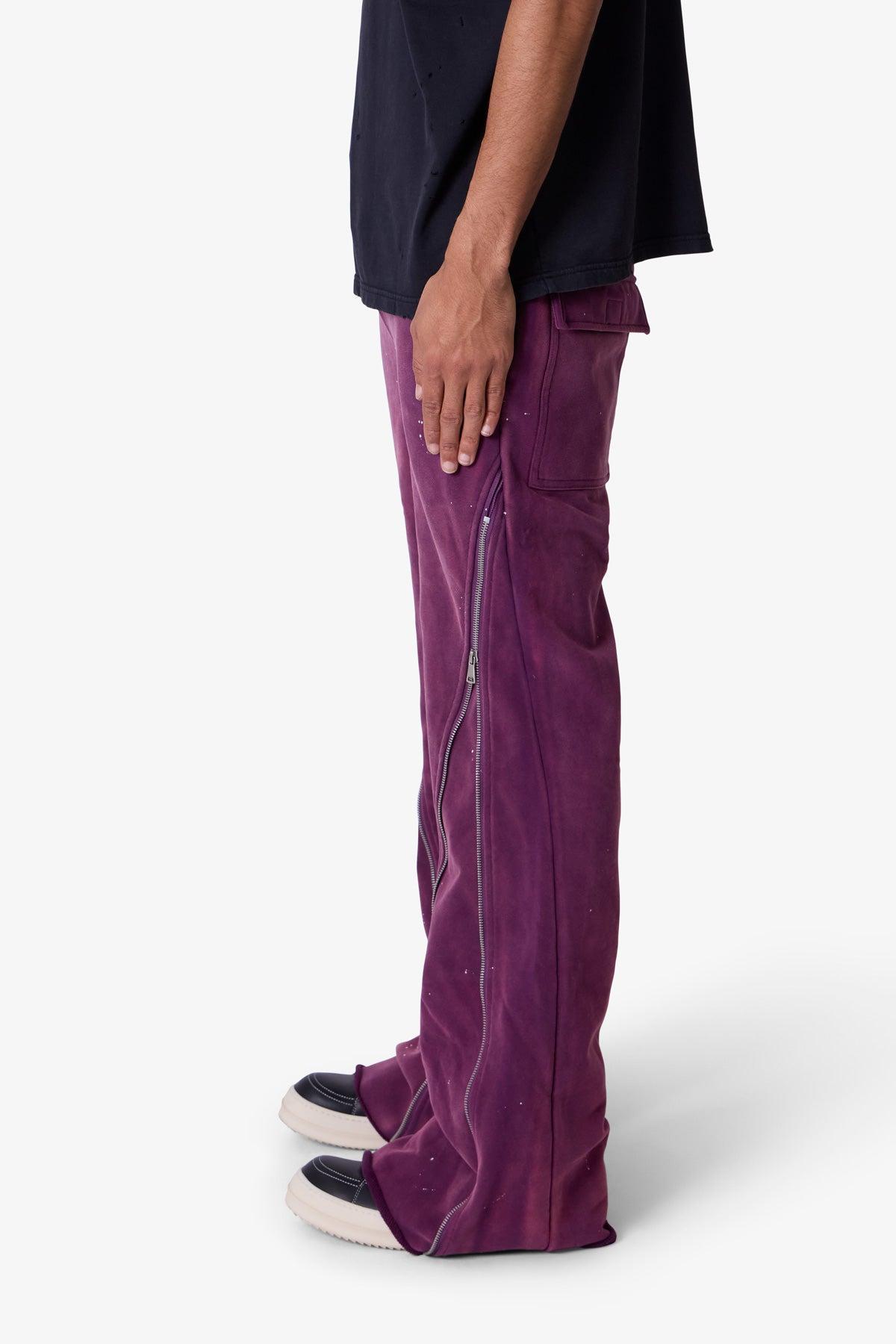 Zipper Flare Sweatpants - Purple Product Image