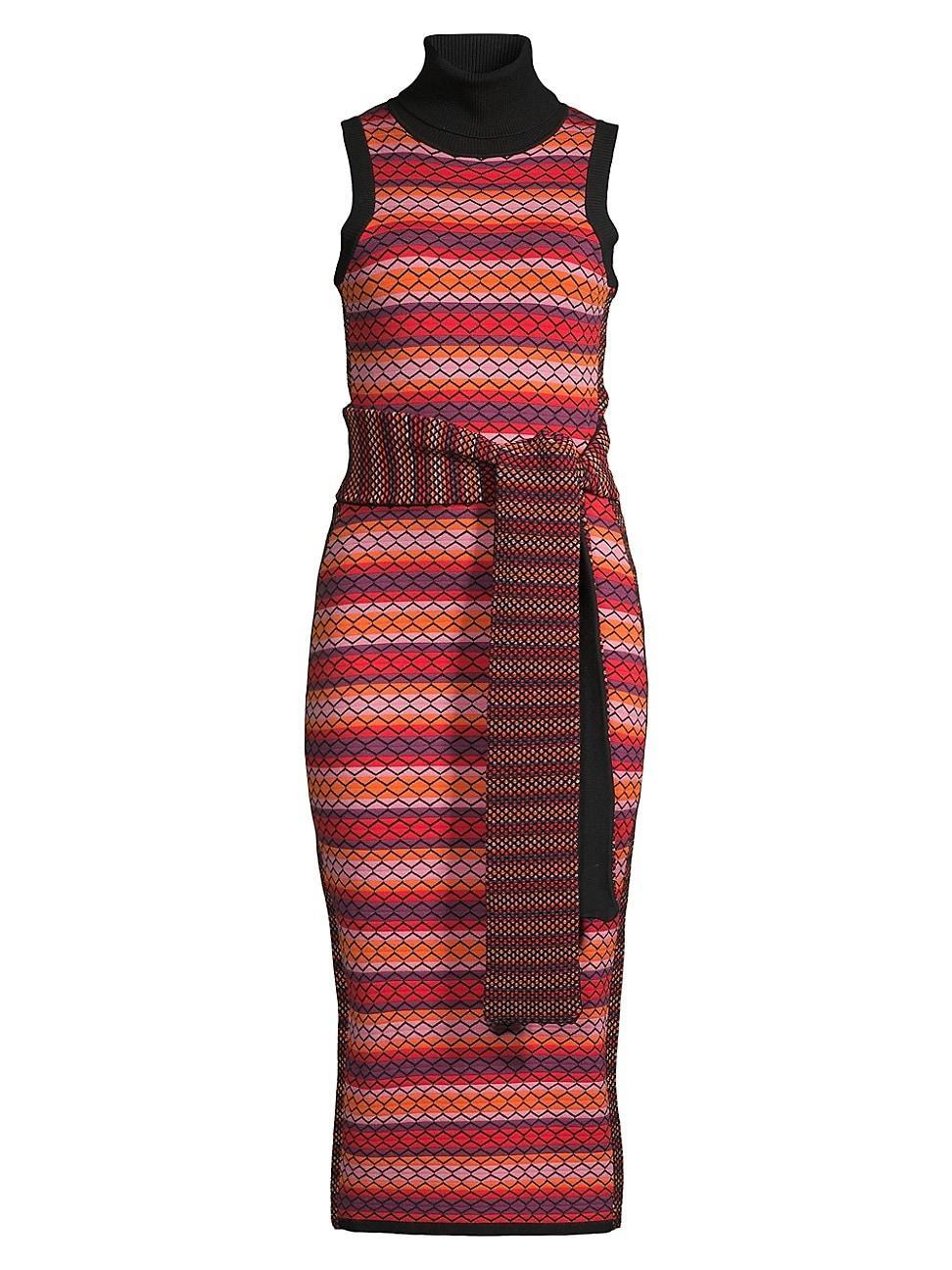 Womens Peggy Tie-Waist Stripe Midi-Dress Product Image