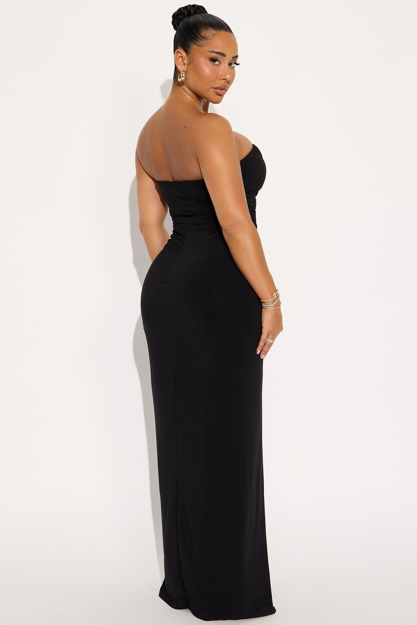 Melody Ruched Maxi Dress - Black Product Image