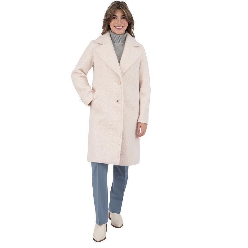 Women's Nine West Notch Collar Faux Wool Coat, Size: XL, Grey Grey Product Image