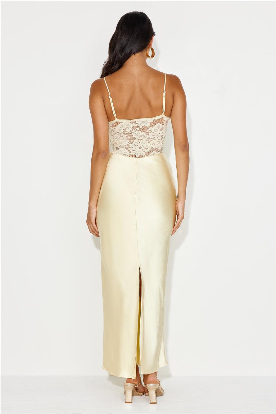 Switch On Satin Maxi Dress Yellow Product Image