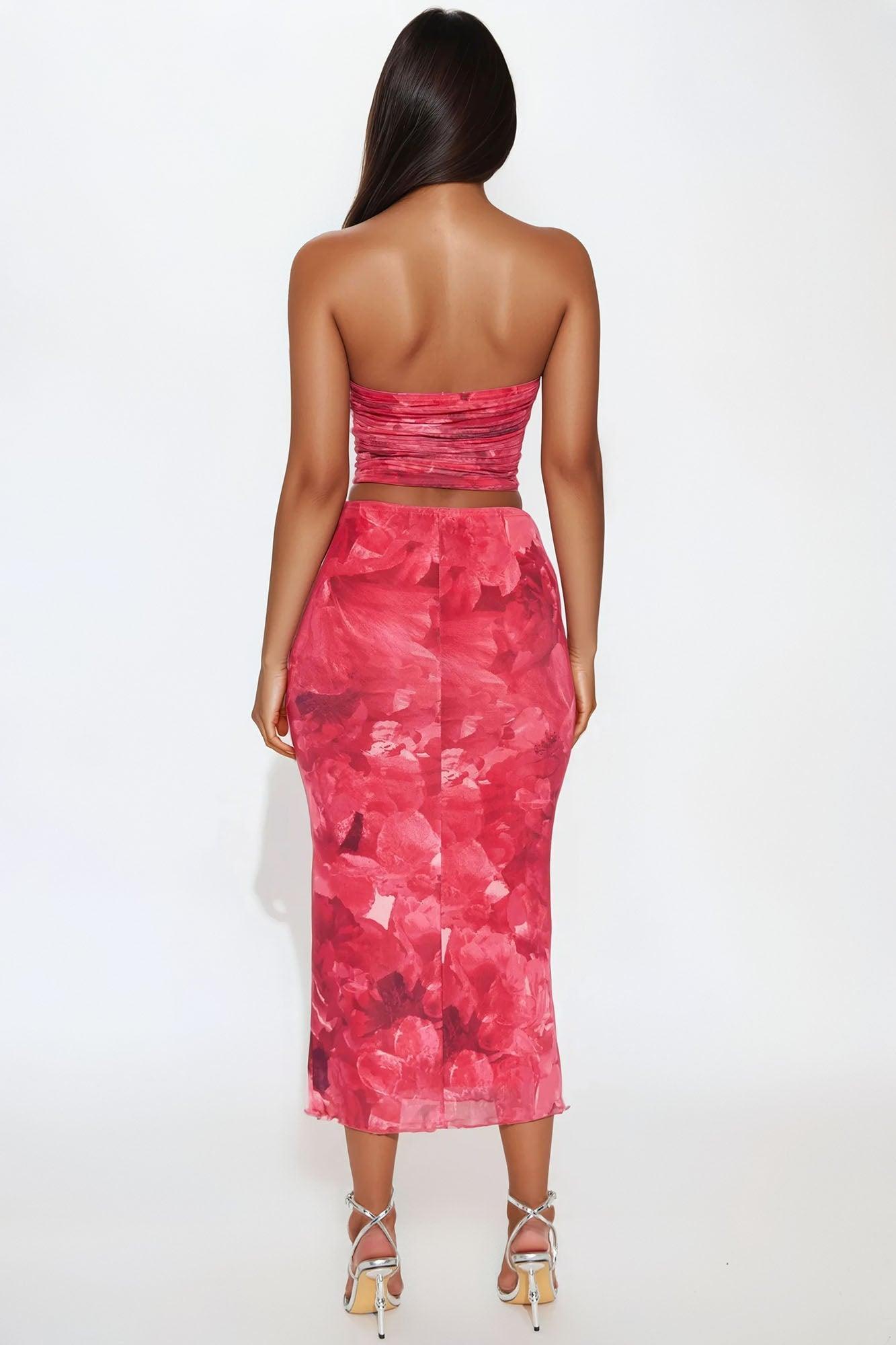 Wild Fleur Mesh Skirt Set - Pink/combo Product Image