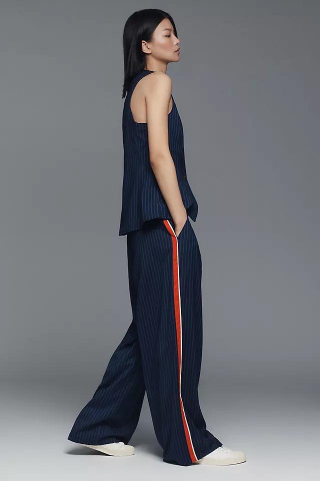 The Avery Pleated Wide-Leg Trousers by Maeve: Pinstripe Track Edition Product Image