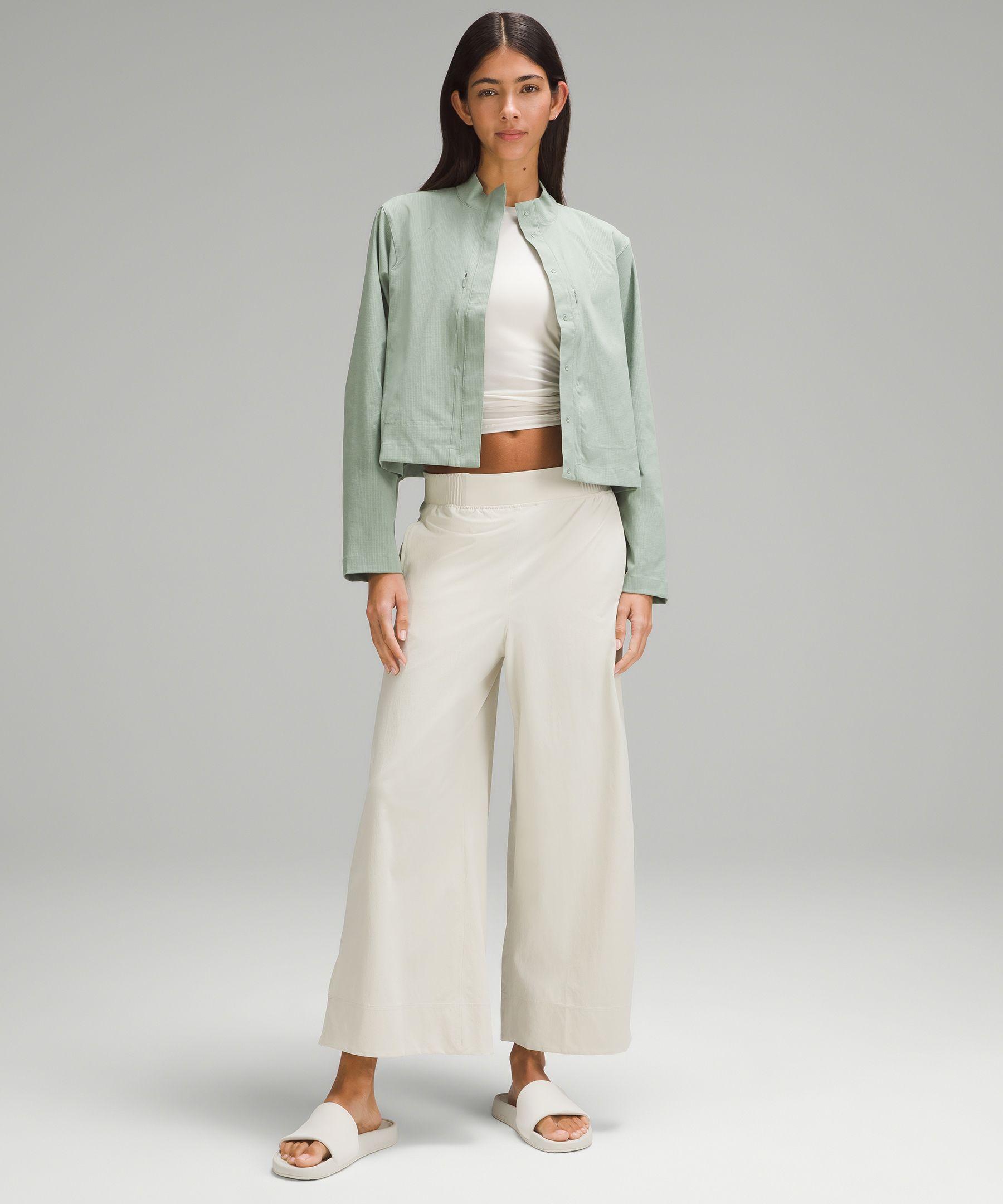 Stretch Woven High-Rise Wide-Leg Cropped Pant Product Image