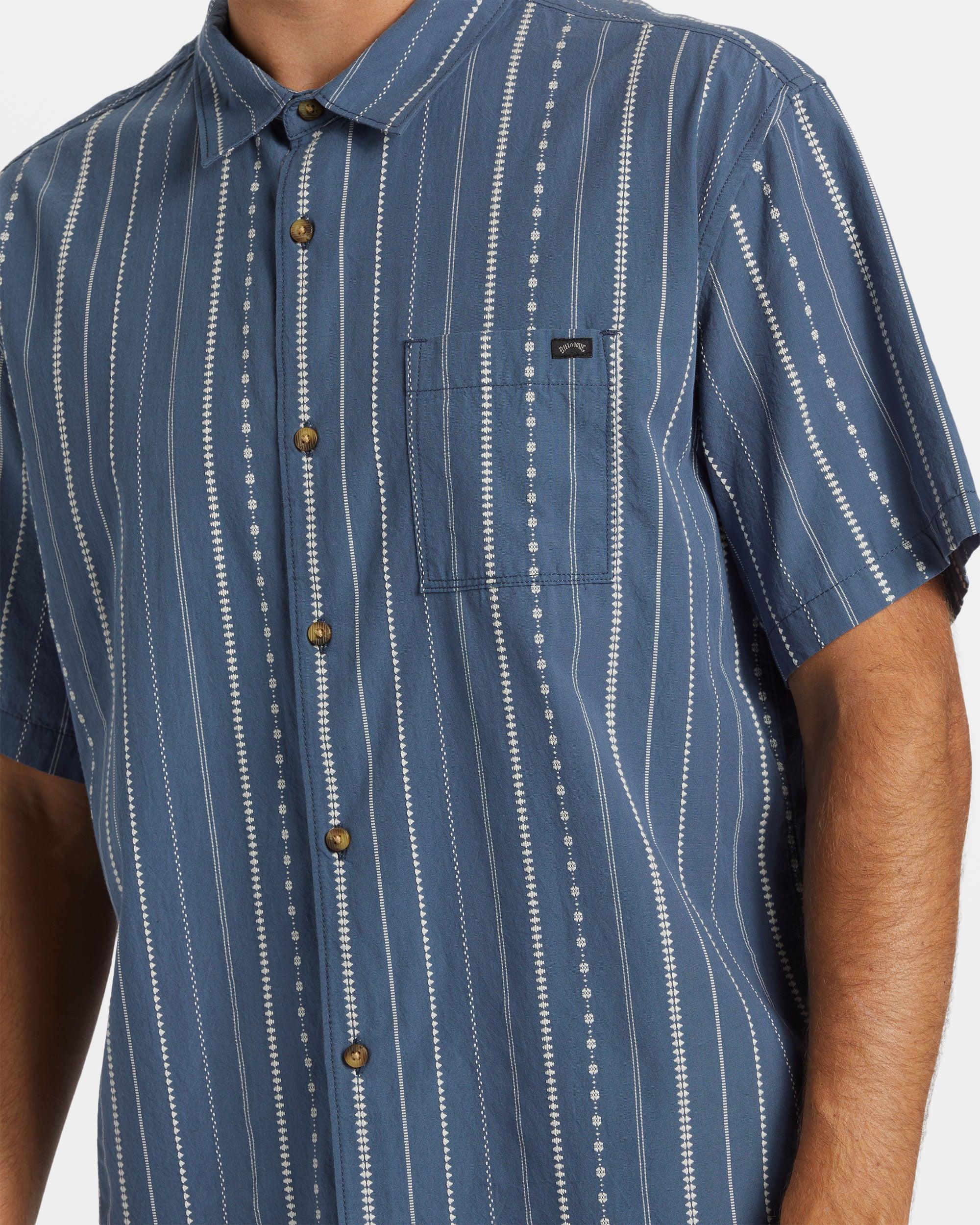 Sundays Jacquard Short Sleeve Shirt - Smoke Blue Male Product Image