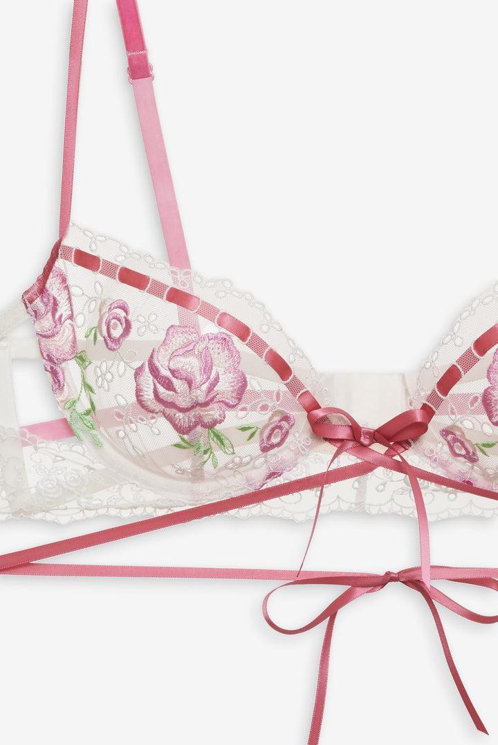 Rose Milk Eyelet Underwire Bra — Pink Product Image