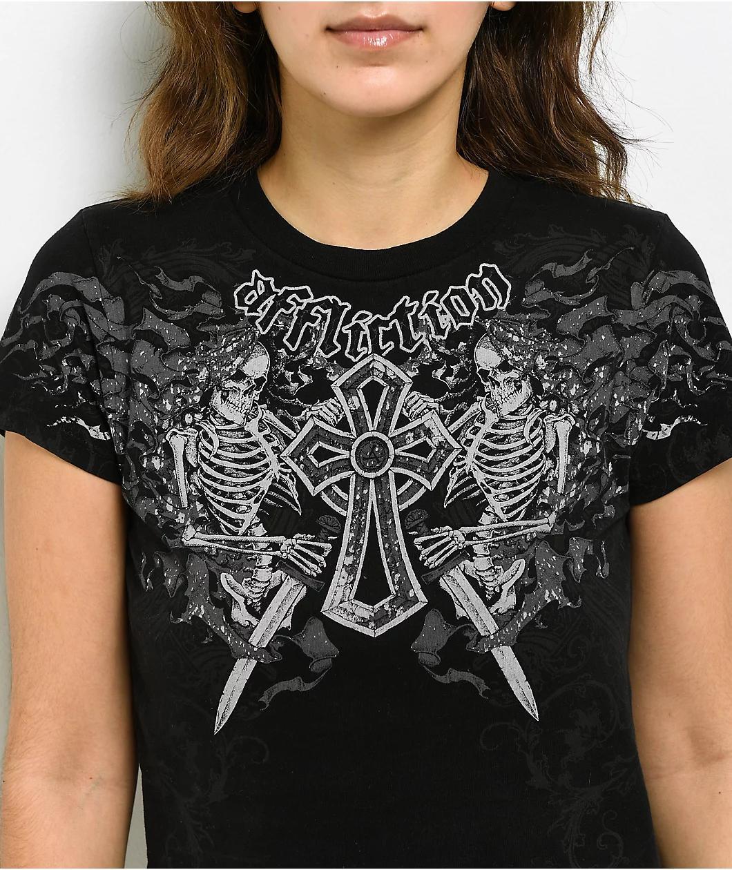 Affliction Inner Abyss Black Crop T-Shirt Product Image