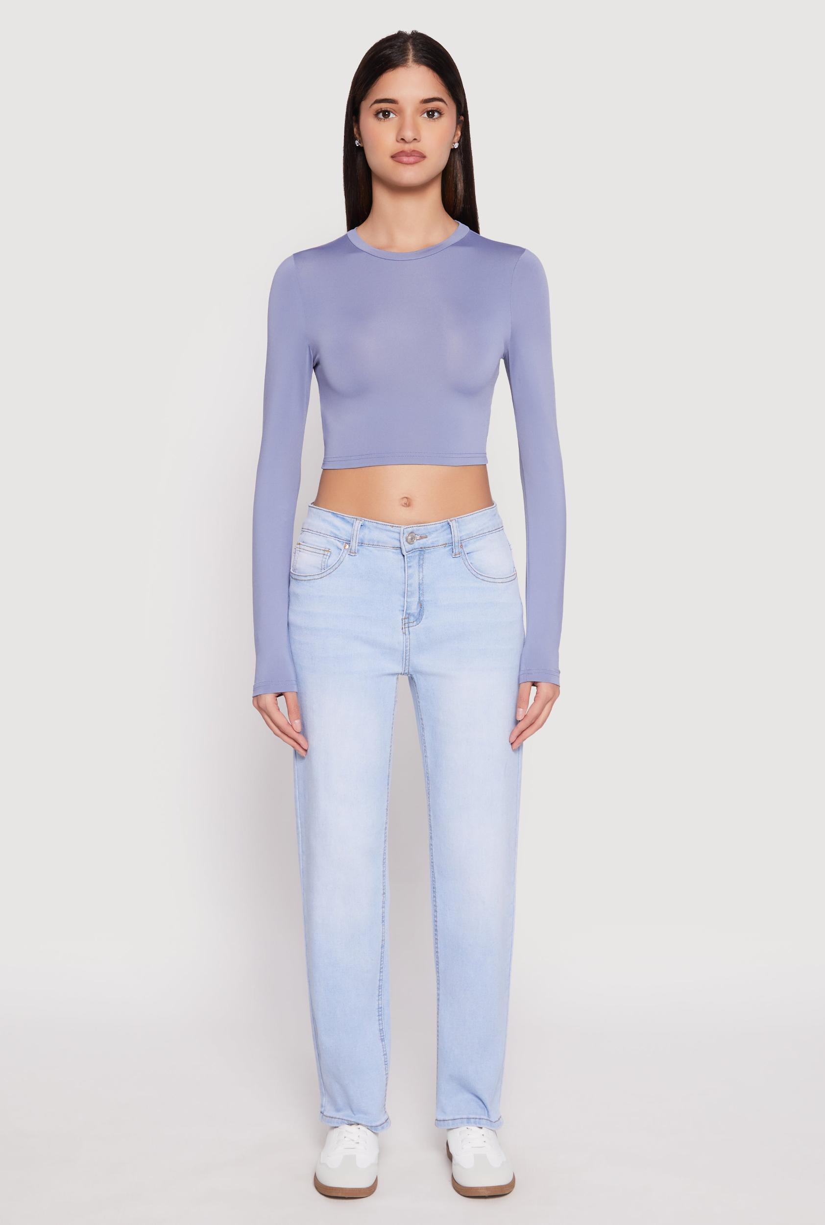 Womens Daisy Long Sleeve High Neck Crop Top Product Image