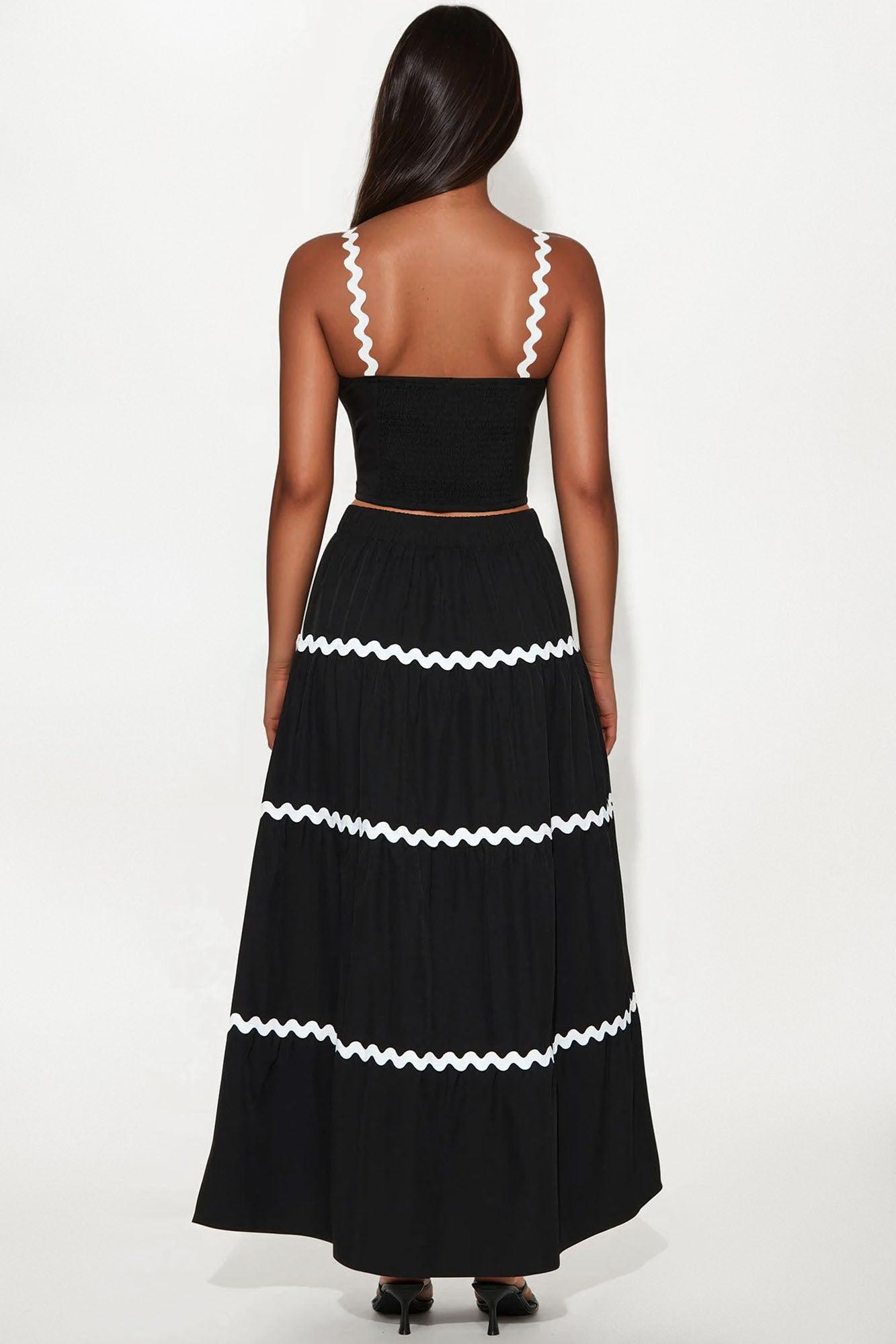 Celina Maxi Skirt Set - Black/White Female Product Image