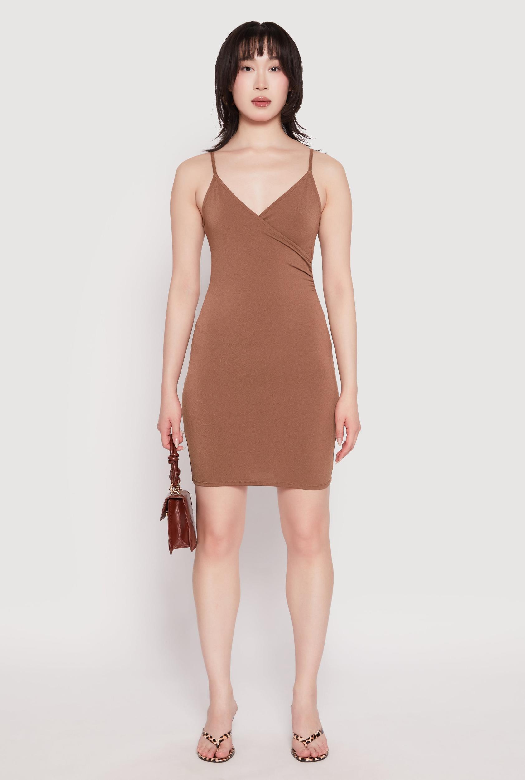 Womens Crepe Knit Cami Wrap Dress Product Image
