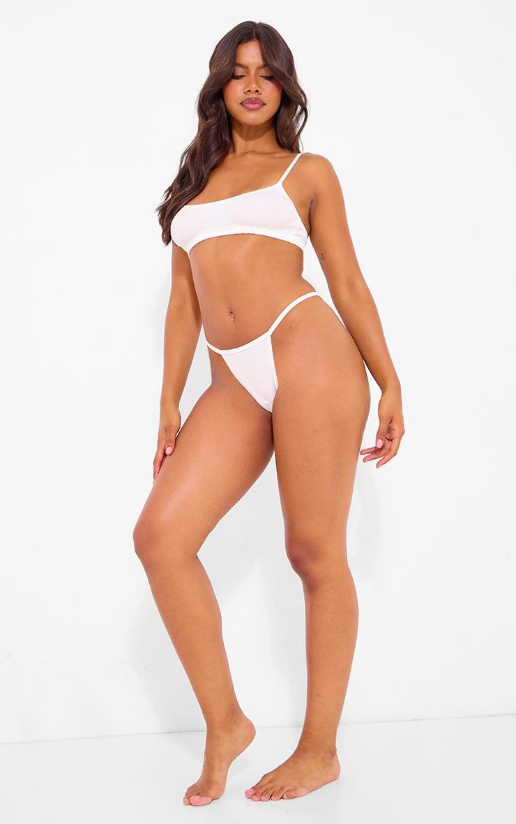 Cream Jersey Ribbed Lingerie Set Product Image