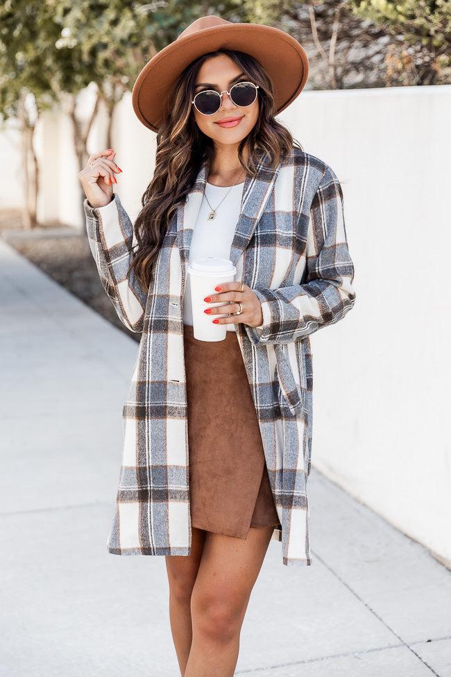 Get On Board Grey Plaid Coat FINAL SALE Product Image